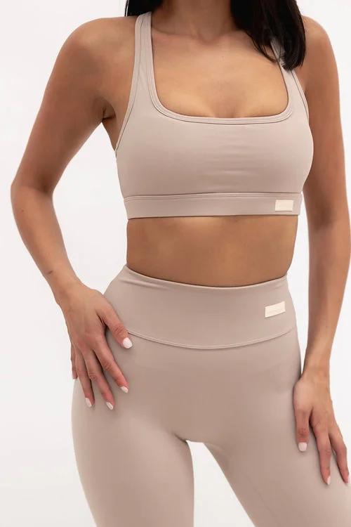 Sports top with breezy shape -Kaya Smooth Crop Top - Stone