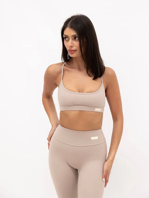 Sports top with braid shape -Mia Smooth Crop Top - Stone