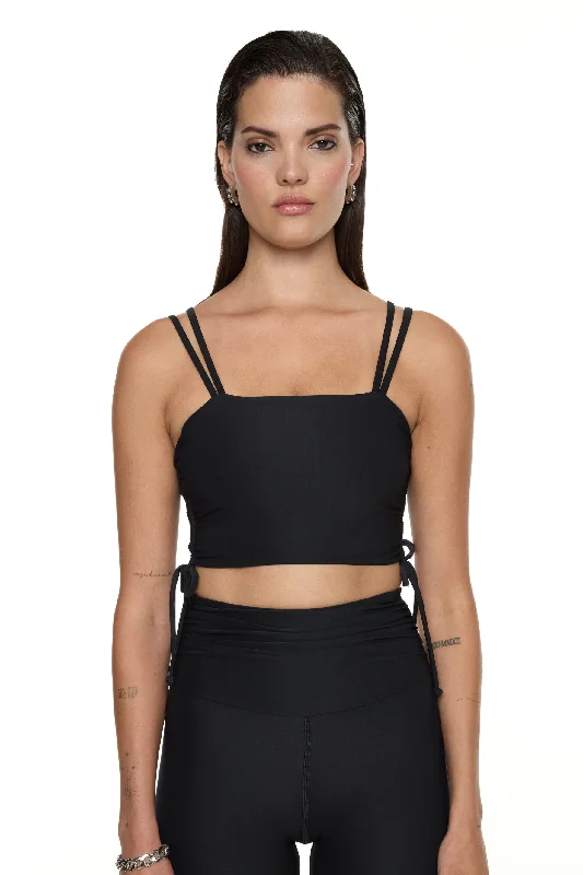 Sports top with light fit -Ruched Top - Black