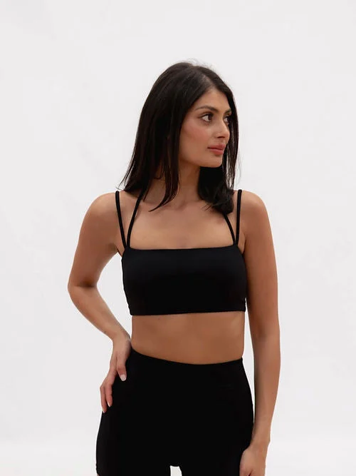 Sports top with loop shape -Zara Smooth Crop Top - Black